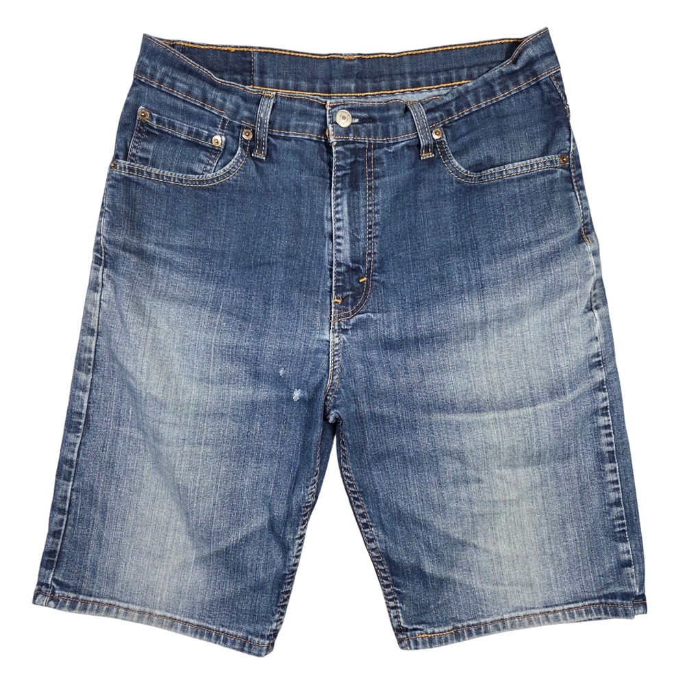 Levi's 569 Mens‎ Medium Wash Denim Shorts 34 Regular Fit Distressed Casual Retro